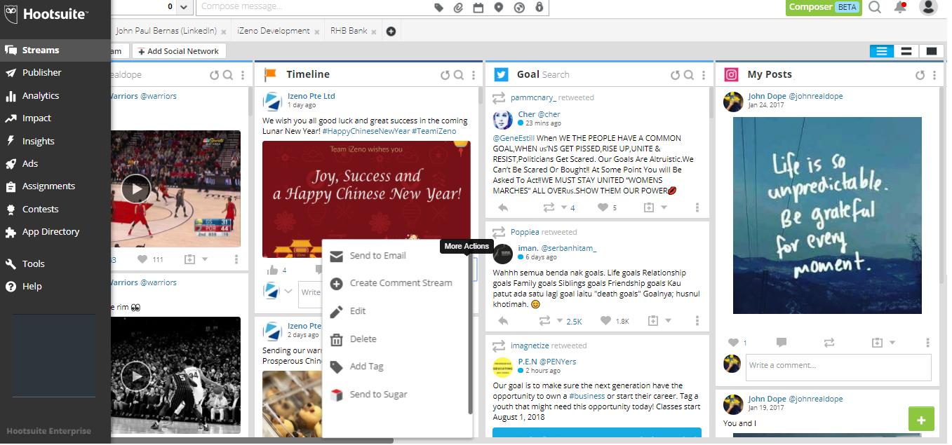 SugarCRM for Hootsuite SCREENSHOT